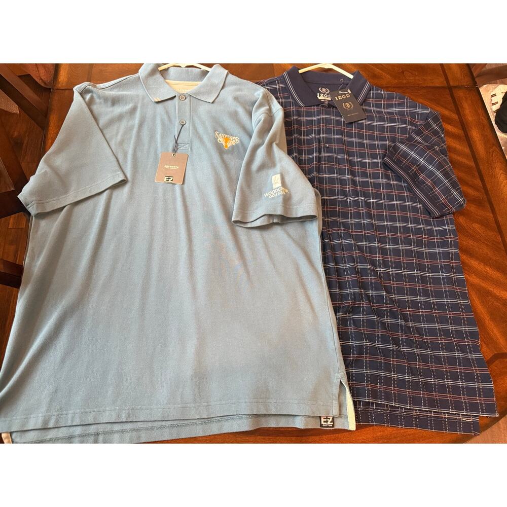 Lot of 2 Vintage Ashworth Mens Woodcreek Golf Club Polo L Blue Mayor's Cup NWT